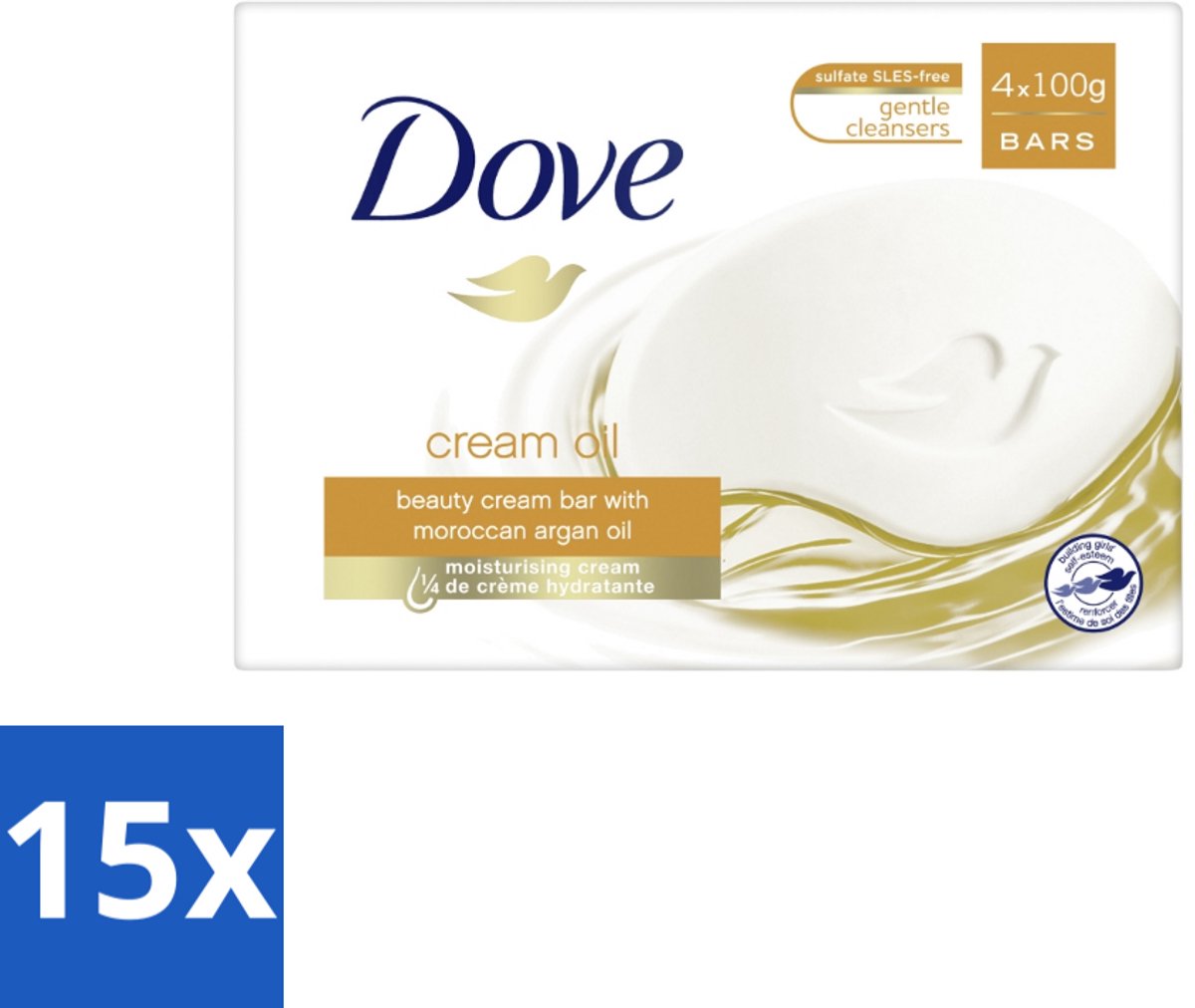 Dove – Zeep – Cream Oil Soap Bar – 4 x 100 g - Bulkverpakking - 15 stuks