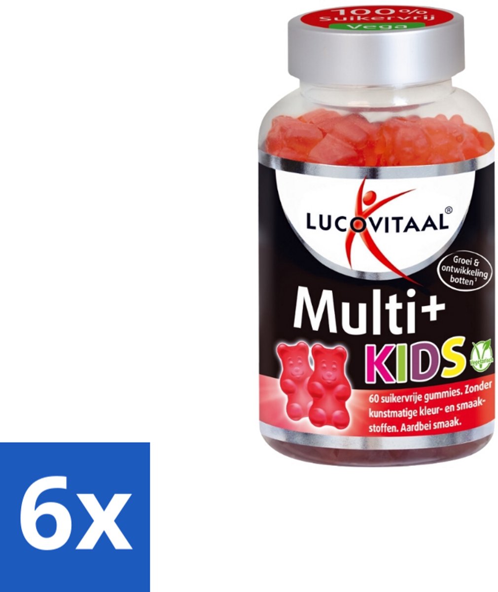 6 x Lucovitaal Vitamine Gummies Multi+ Kids 60 gummies - Multivitamine Voor Kinderen - Vitamine C Voor Kinderen - Vitamine D Voor Kinderen - Vitamine B12 Voor Kinderen - Suikervrije Gummies