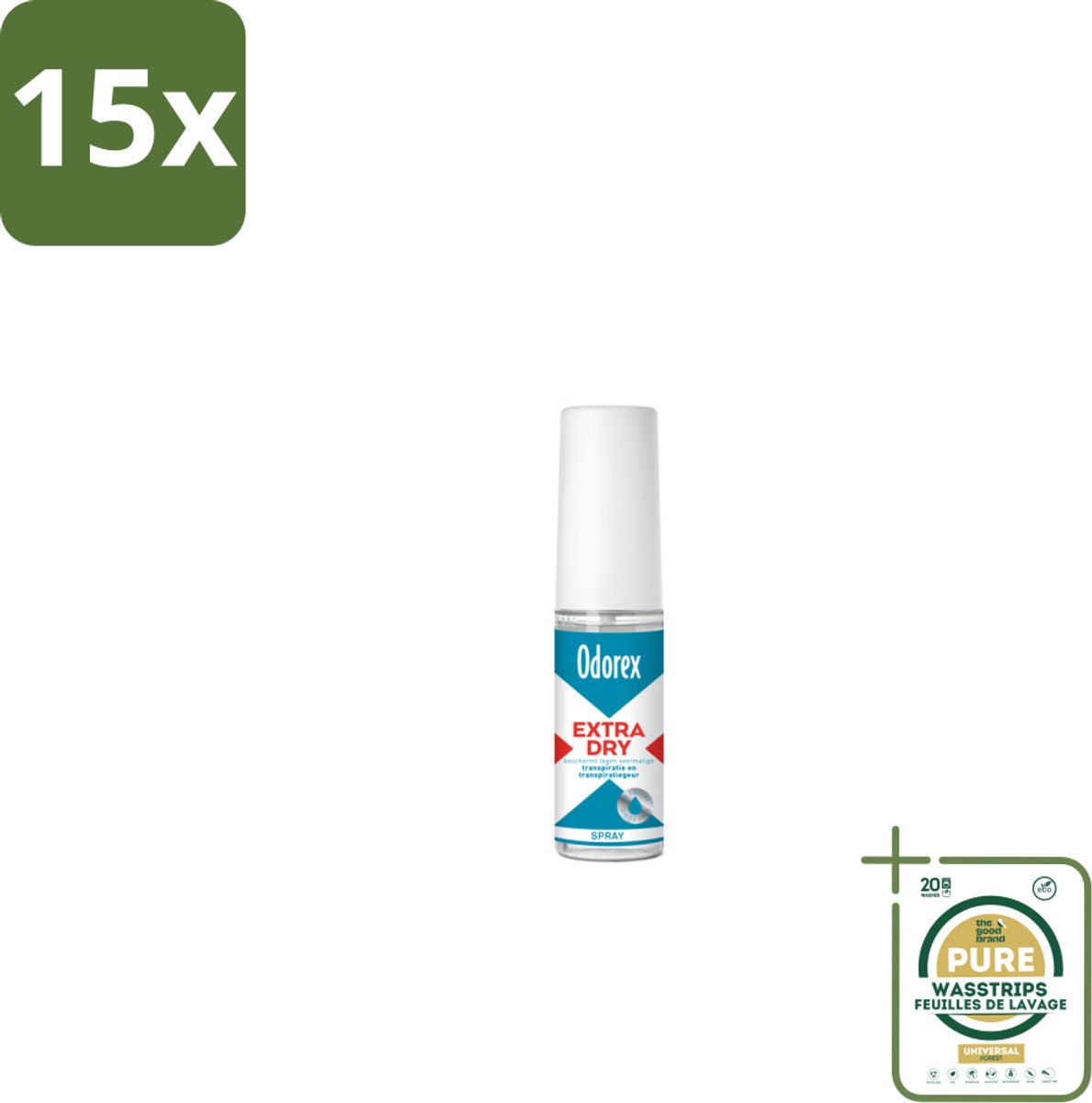 15 x Odorex Extra Dry Pompspray 30 ml - Grootverpakking - Extra Droog - Overmatig Zweten - Intens Droog - Pompspray - Deodorant