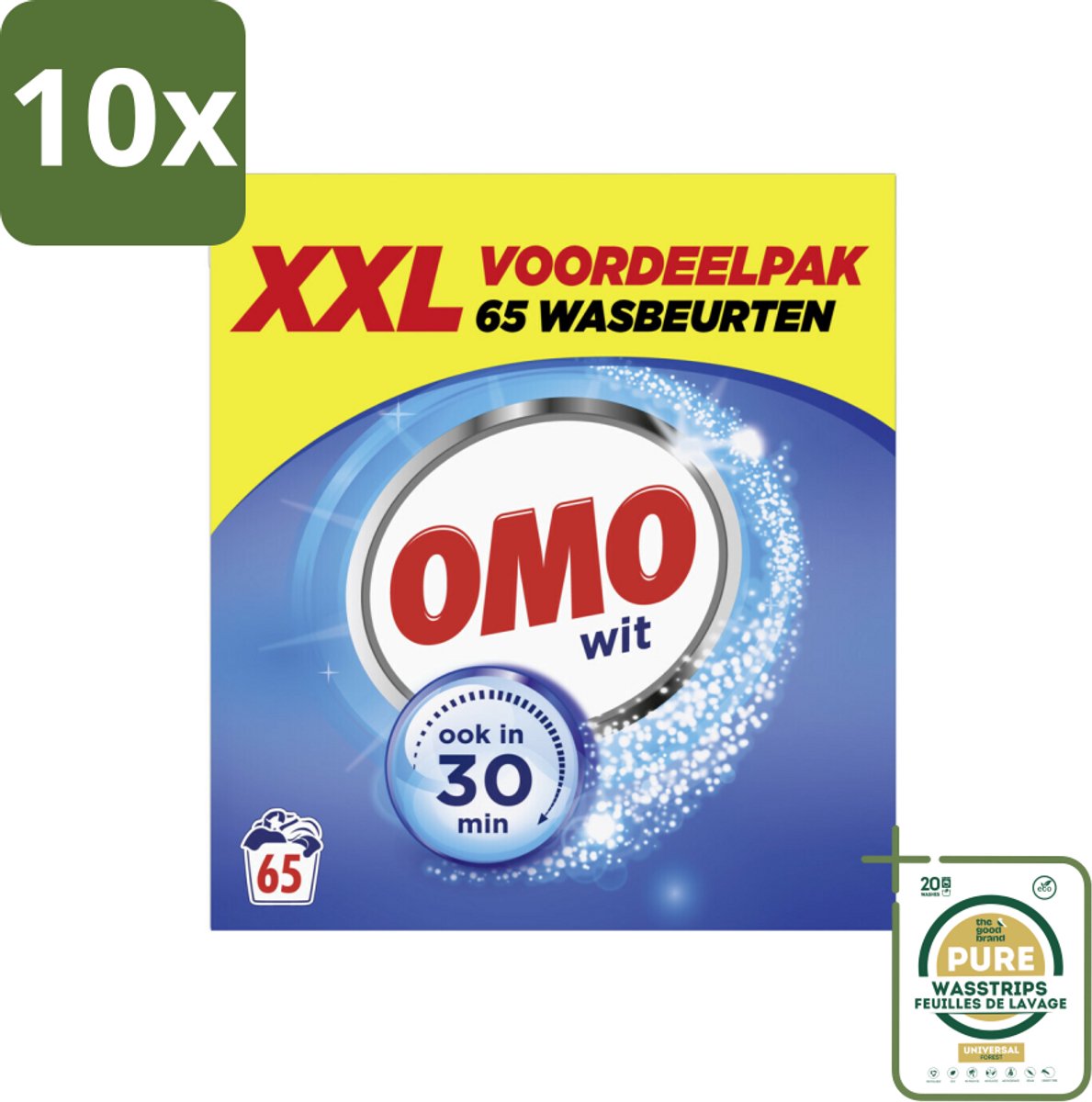 10 x OMO Waspoeder Wit 65 Wasbeurten 3,835 kg - Grootverpakking - Wit Waspoeder - Waspoeder Wit - Waspoeder 30 Min - Waspoeder 65 Wasbeurten - Waspoeder Wit XXL