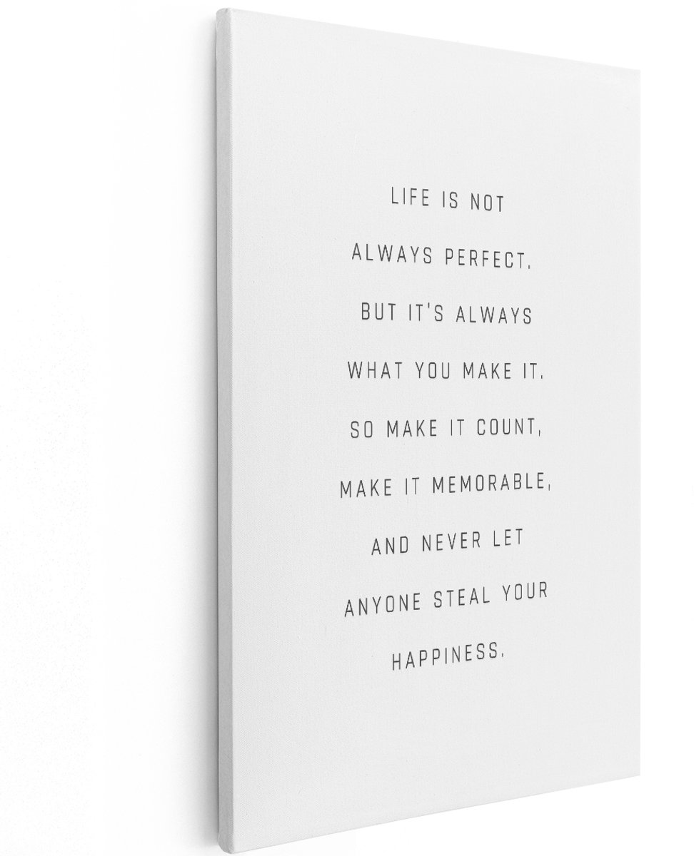 Artaza Canvas Schilderij Tekst - 100x150 cm - Groot - Wanddecoratie Quote - Muurdecoratie Zwart Wit - Decoratie Inspirerende Spreuk - Schilderijen Op Canvas