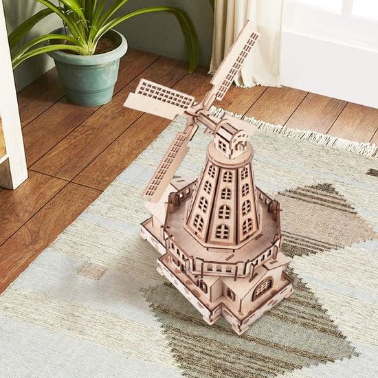 3D Houten Puzzel Windmolen Set, Bouwkits voor Volwassenen en Tieners, Creatieve DIY Cadeaus voor Verjaardagen en Kerstmis — afbeelding 3