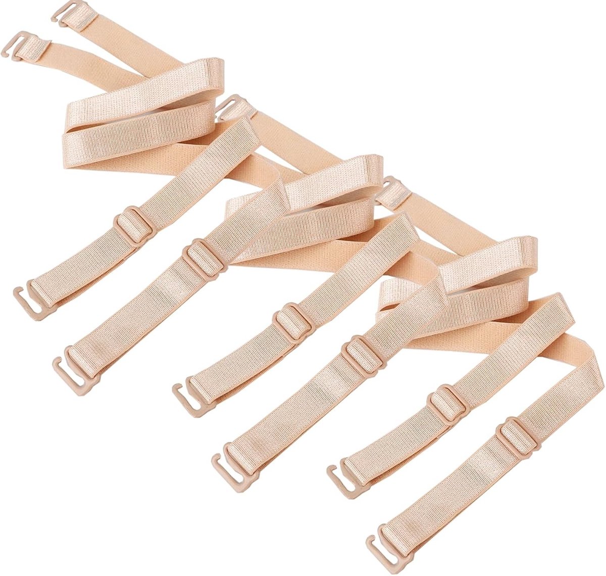 Vervangende Elastische Bh Schouderbanden voor Dames, 3 Paar, Antislip Lingerie Straps, 12mm Breed, Beige