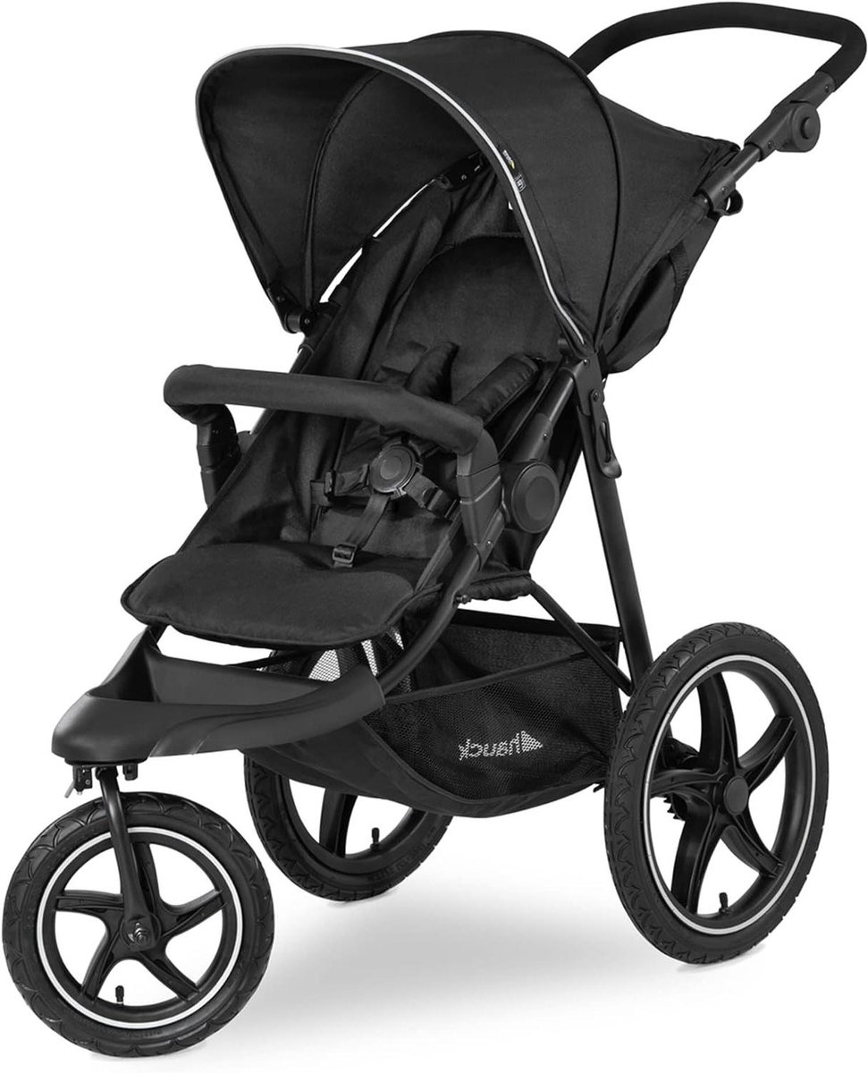 Driewieler Buggy - All-terrain kinderwagen - Comfortabel reizen - Grote luchtbanden - Tot 25 kg - Zwart