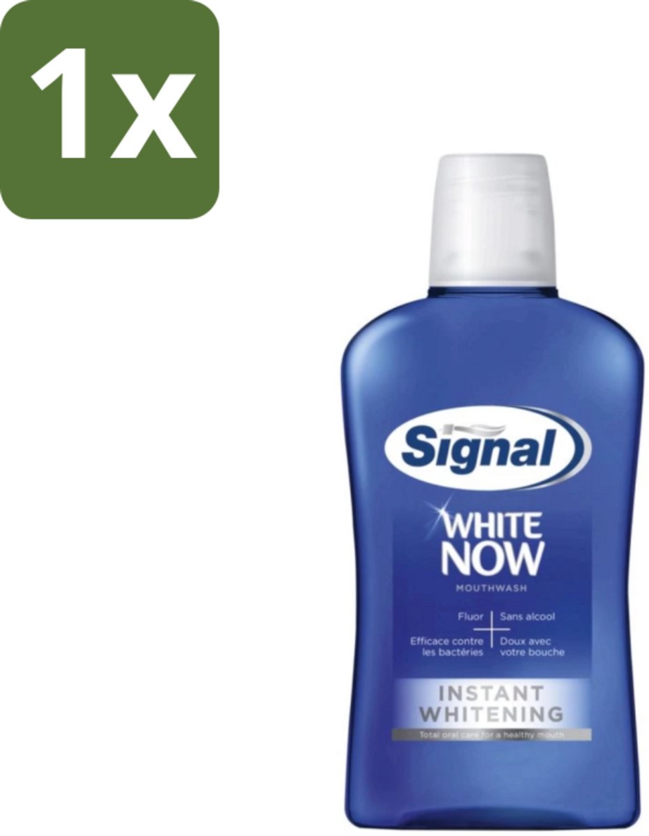1 x Signal - White Now - Mondwater - 0 % Alcohol - 500 ml - Mondwater - Mondverzorging - Fluoride - Tandplak - Bacteriën