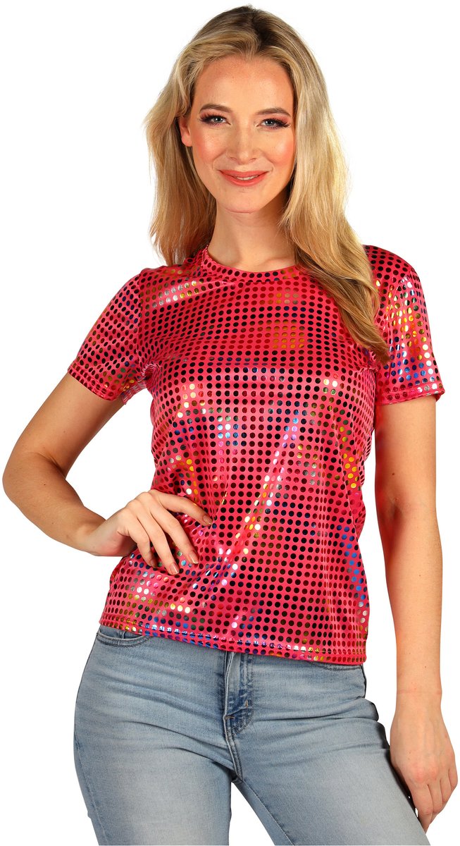 T-shirt Disco Party Queen Roze - Jaren 80 & 90