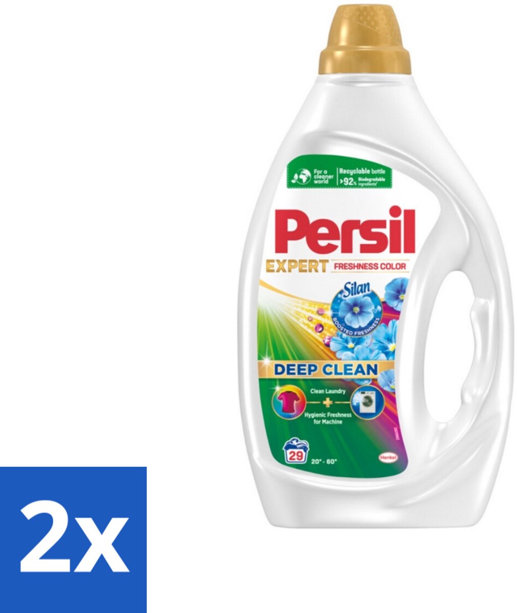 2 x Persil Wasmiddel Gel 29 Wasbeurten Gekleurde was Freshness by Silan 1,305 liter - Wasmiddel - Persil - Gekleurde Was - Wasverzachter - Vlekkenverwijderaar