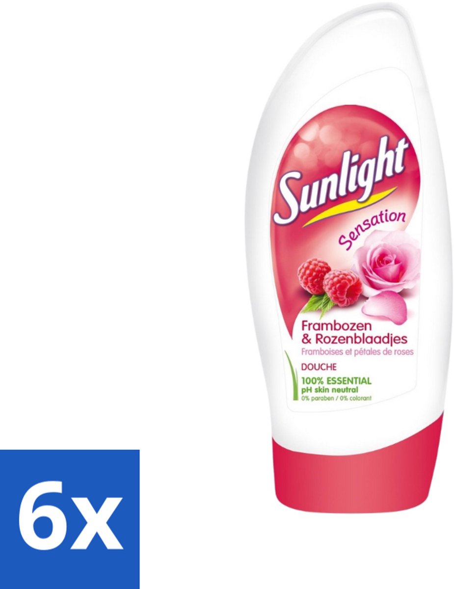 6 x Sunlight - Douchegel - PH Neutraal - Rozen En Frambozen - 250 ml - Douchegel - Rozengeur - Frambozengeur - PH Neutraal - Hydraterend
