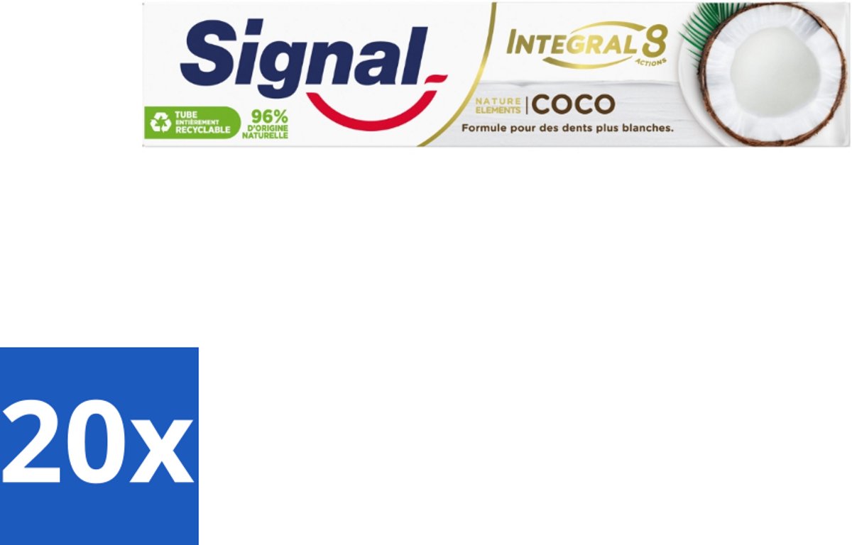 Signal - Integral & Actions - Tandpasta - Natuurlijke Elementen - Kokos - Voor Witte Tanden - 75 ml - Bulkverpakking - 20 stuks