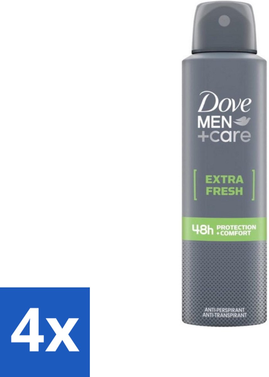 4 x Dove Men+Care - Extra Fresh - Deospray - Anti-Transpirant - 150 ml - Deodorant - Antitranspirant - Dove Men+Care - Extra Fresh - Alcoholvrij