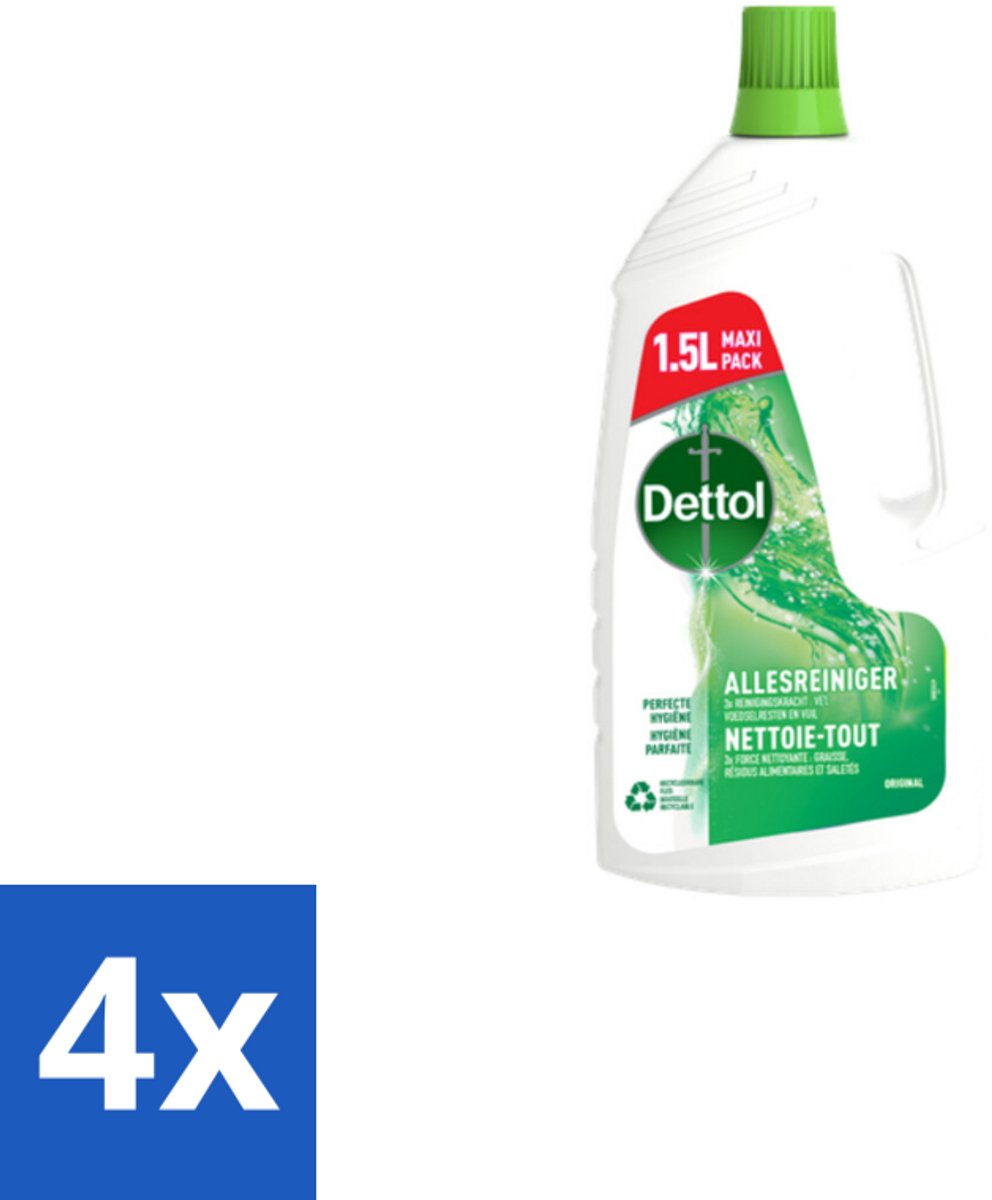 4 x Dettol Original - Allesreiniger - Perfecte Hygiëne - 1.5L - Allesreiniger - Schoonmaakmiddel - Hygiëne - Schoonmaak - Glans
