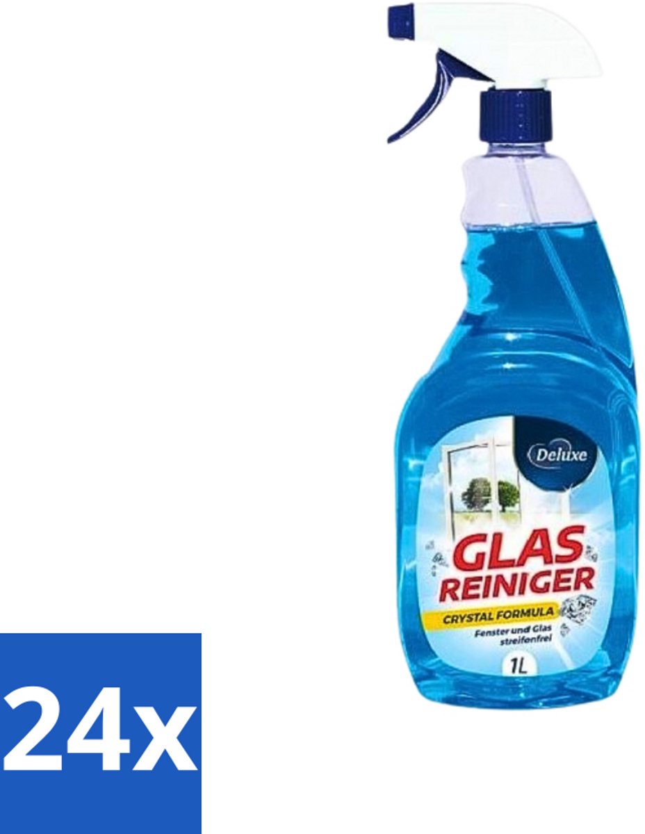 Deluxe - Glasreiniger - Crystal Formule - Streeploze Glans - 1L - Voordeelverpakking - 24 stuks