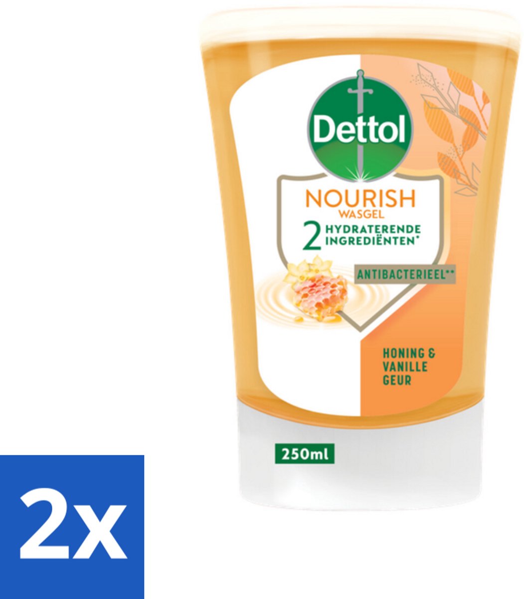 2 x Dettol No-Touch Handzeep Refill Extra Care Honey & Sheabutter 250 ml - Handzeep - Antibacterieel - No-Touch - Honing - Galamboter