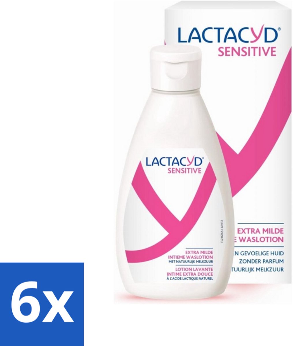 6 x Lactacyd Sensitive - Intieme Waslotion - Extra Gevoelig - Met Natuurlijk Melkzuur - 300 ml - Intieme Waslotion - Gevoelige Huid - Melkzuur - Katoenextract - Intieme Reiniging