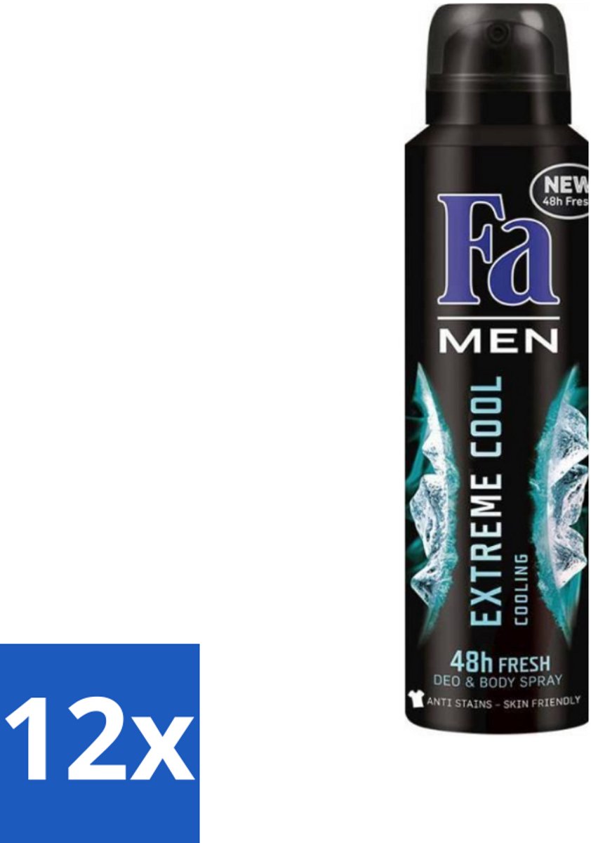 Fa Men - Extreme Cool - Deodorant Spray - Coolend - 150 ml - Voordeelverpakking - 12 stuks