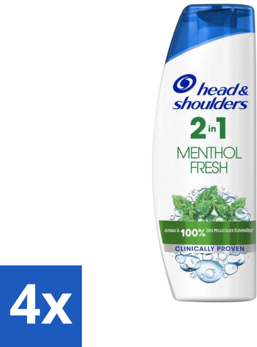 4 x Head & Shoulders - 2in1 Anti-Roos Shampoo & Conditioner - Menthol Fresh - 270 ml - Anti-Roos Shampoo - Roos Shampoo - Hoofdhuidverzorging - Haarverzorging - Menthol Fresh