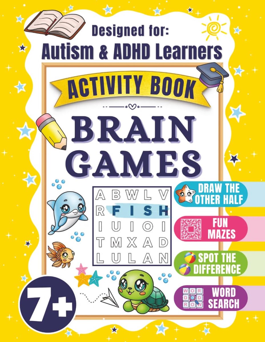 Brain Games Activity Book for Kids 7+: A Focused Learning Workbook for ADHD & Autism Learners, Summer-Themed Mix of - ShopVlot