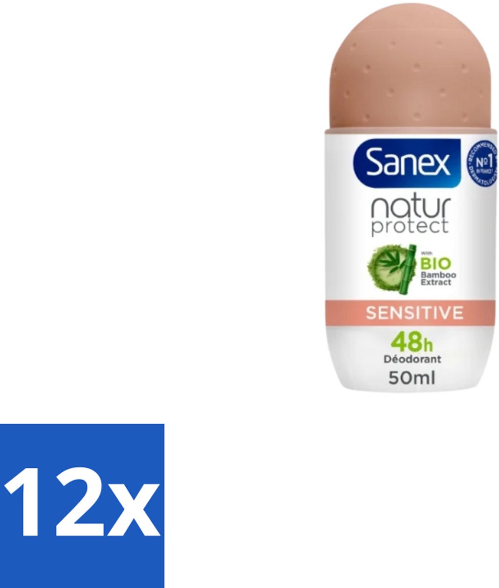Sanex – Deodorant Roll-On – Natur Protect Sensitive – 50 ml - Voordeelverpakking - 12 stuks