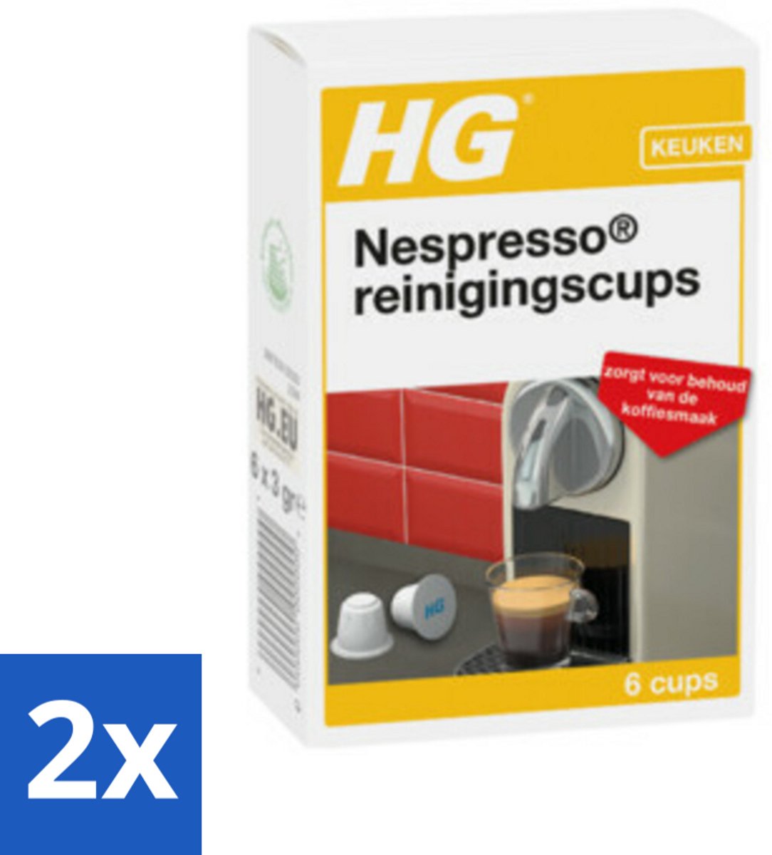 HG Nespresso Reinigingscups 6 stuks per verpakking - Voordeelverpakking - 2 stuks