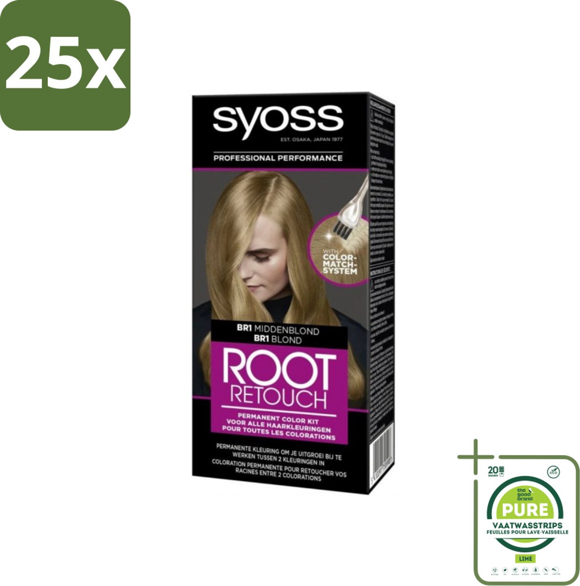 25 x Syoss - Haarverf - Root Touch-up - BR1 Middenblond - 1 Haarkleuring - Grootverpakking - Haarverf - Uitgroei - Root Touch-up - Syoss - Permanente Haarkleur
