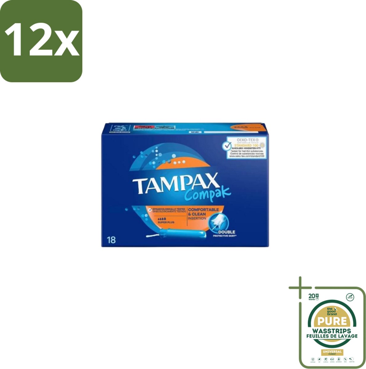Tampax Compak – Tampons – Super Plus - Voordeelverpakking - 12 stuks - Menstruatiebescherming - Super plus