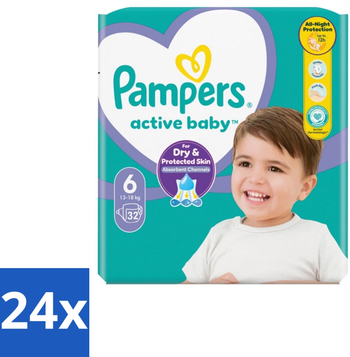 Pampers – Luiers – Active Baby Maat 3 (6-10 kg) – 90 Luiers - Voordeelverpakking - 24 stuks