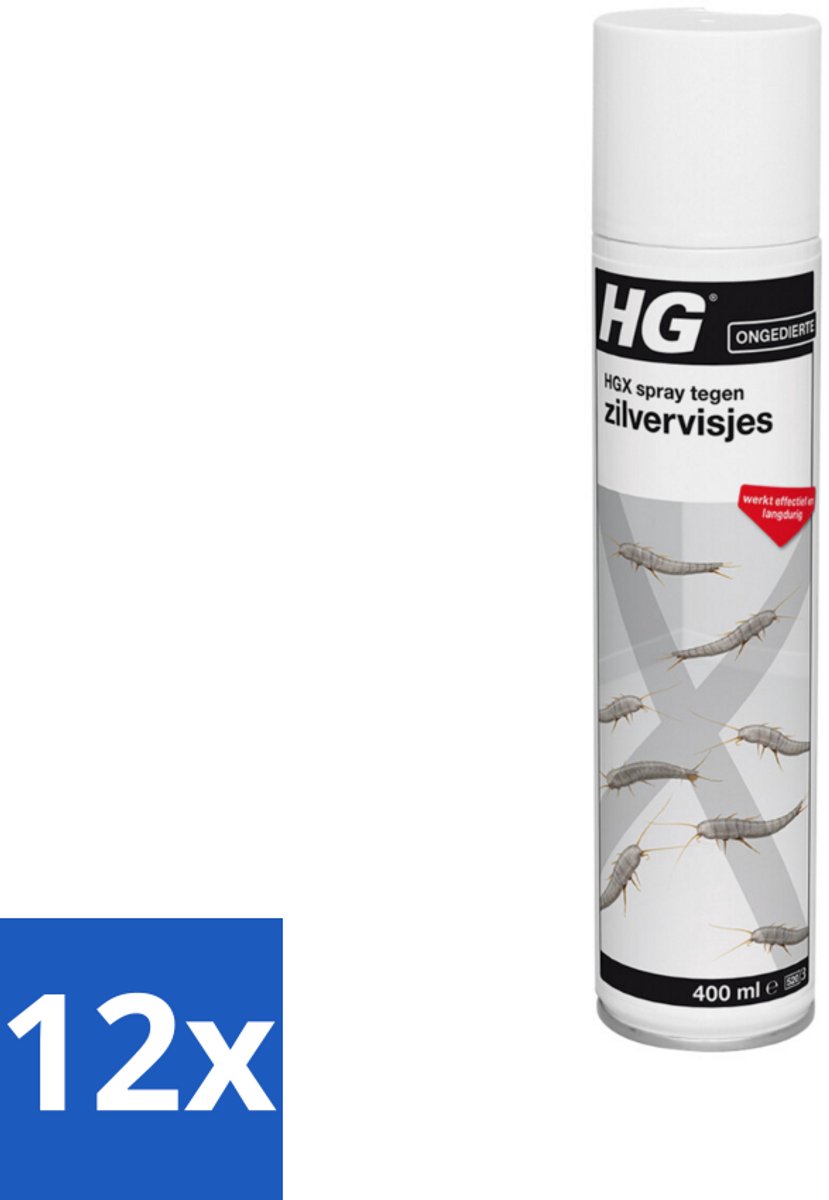 12 x HG X Tegen Zilvervisjes 400 ml - Zilvervisjes Bestrijden - Zilvervisjes Spray - Insectenbestrijding - HGX Spray - Ongediertebestrijding