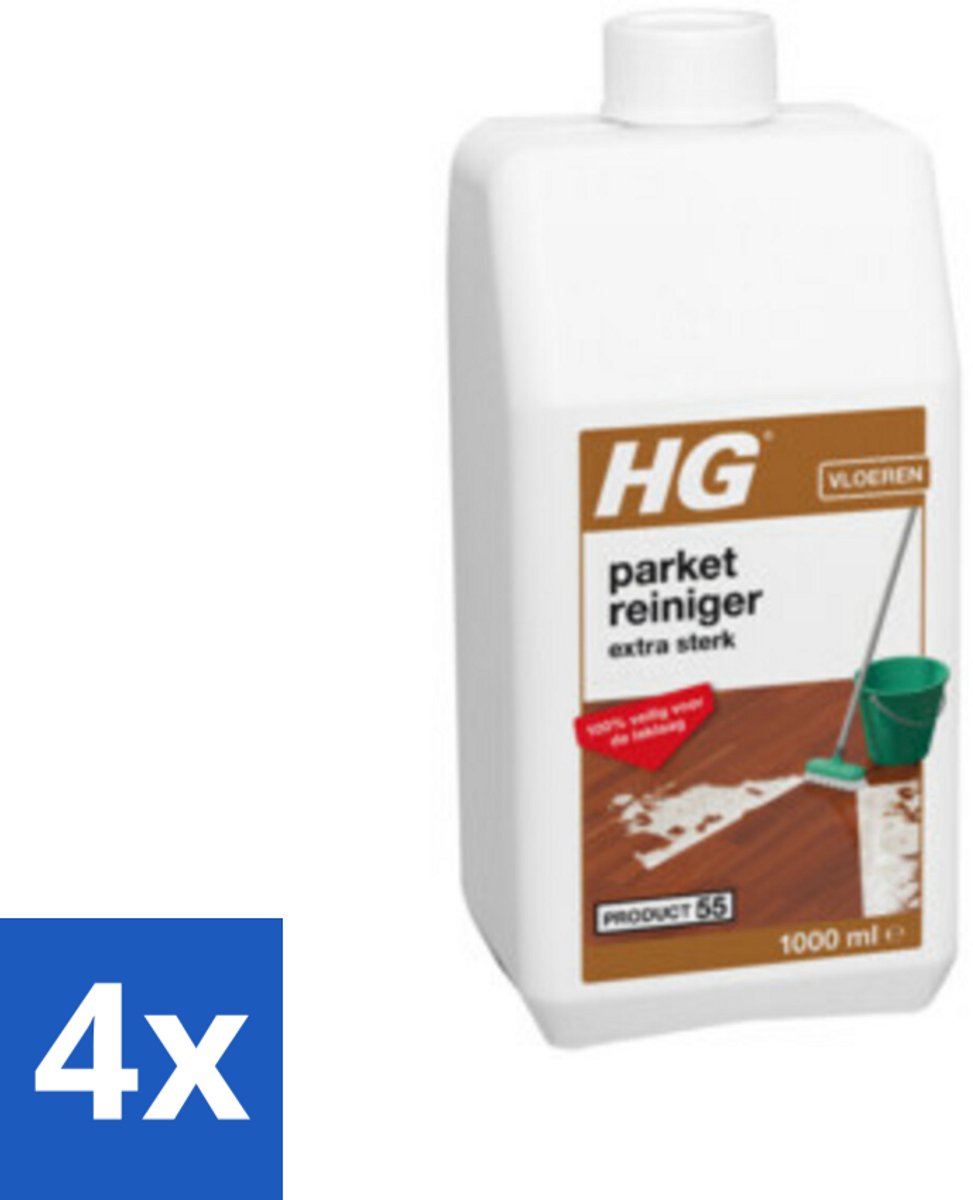4 x HG Parketreiniger Extra Sterk 1 liter - Parketreiniger - Vloerreiniger - Hardnekkig Vuil - Laklaag - Parketvloer