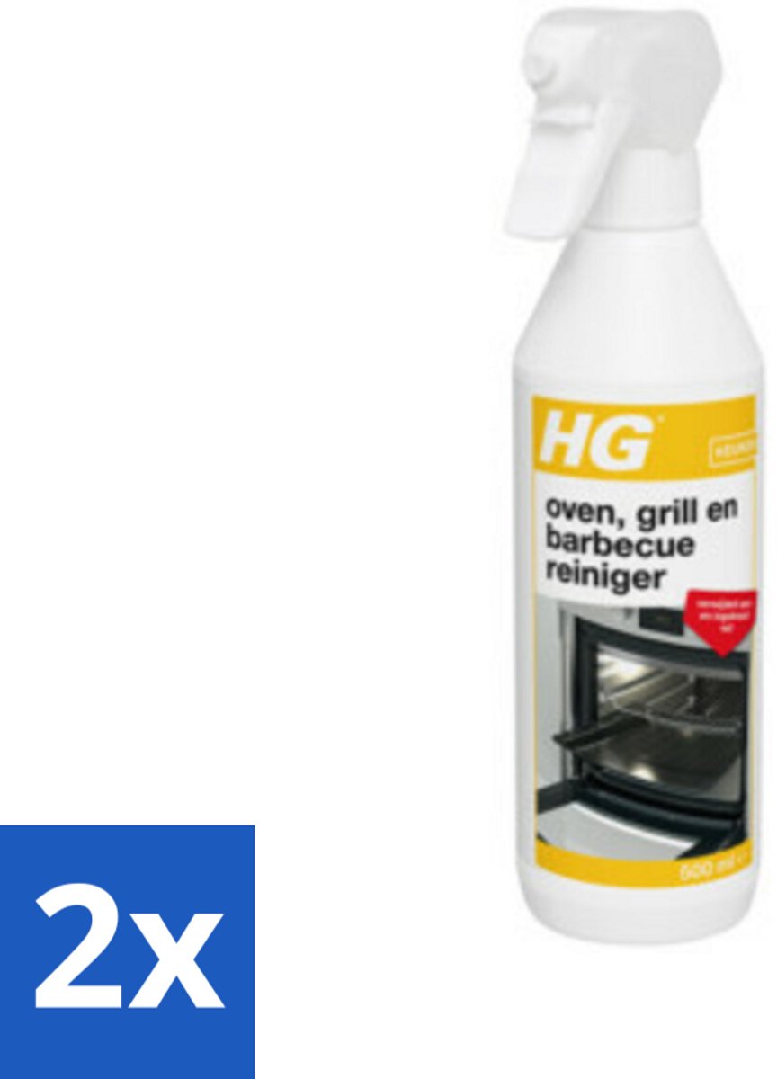 2 x HG Reiniger Oven - Grill & Barbecue 500 ml - Ovenreiniger - Grillreiniger - Barbecue Reiniger - Vetverwijderaar - Ingebrande Vetten
