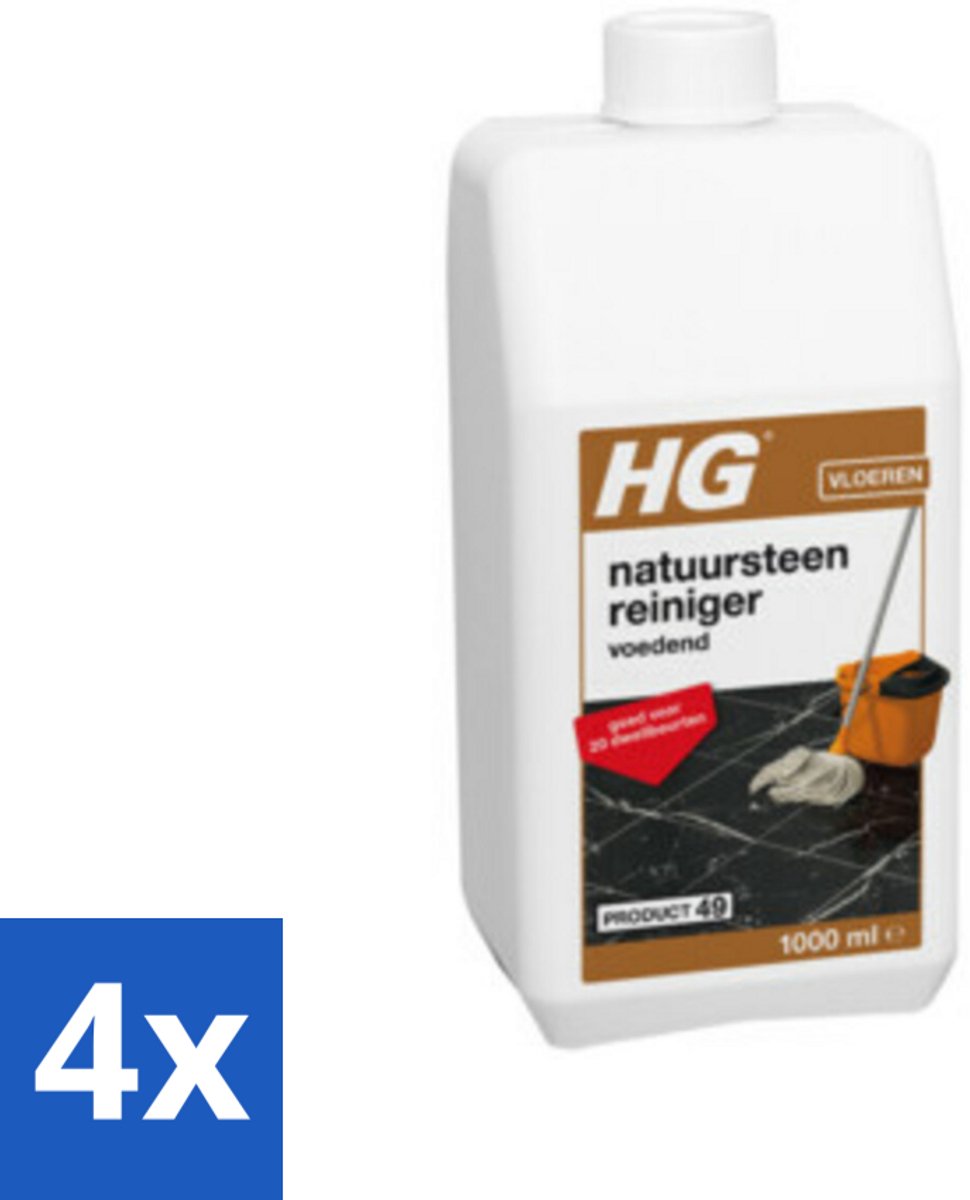 4 x HG Natuursteen Reiniger Voedend 1 liter - Natuursteenreiniger - Marmeren Vloeren - Vloerreiniger - Natuursteenonderhoud - Vloeren Schoonmaken