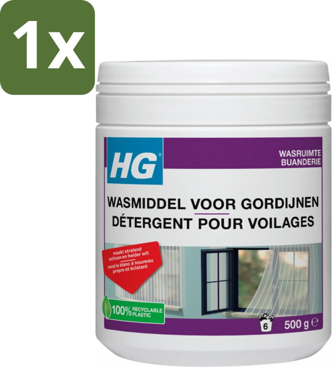 1 x HG Wasmiddel Voor Gordijnen 500 gr - Wasmiddel Vitrage - Reinigen Vitrage - Vitrage Reinigen - Witte Vitrage - Vitrage Wasmiddel