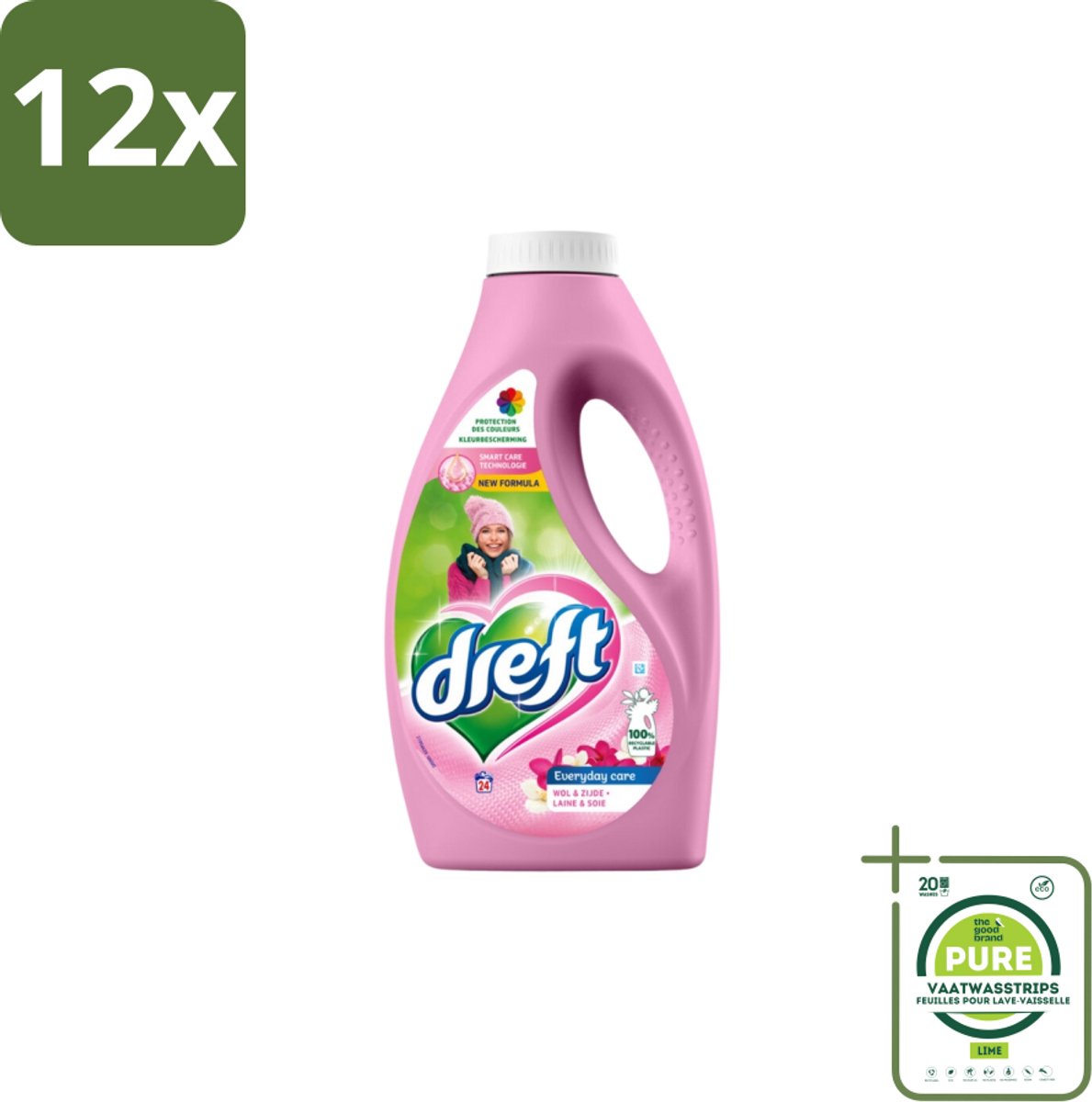 Dreft – Vloeibaar Wasmiddel – Delicate & Wool – 24 Wasbeurten - Voordeelverpakking - 12 stuks - Wasmiddel voor wol - Zachte was