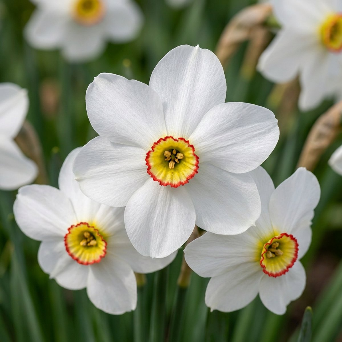 Green boutiQ - 40x Narcissus Recurvus - Witte fakkelnarcis - Wit - Voorjaarsbloeier - Bolmaat 12/14