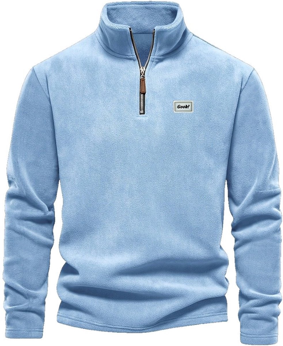 Currero Quarter Zip Heren Sweater Met Rits Jumper Quarterzip Hoodie Warme Trui Vest Lang Coltrui Lichtblauw