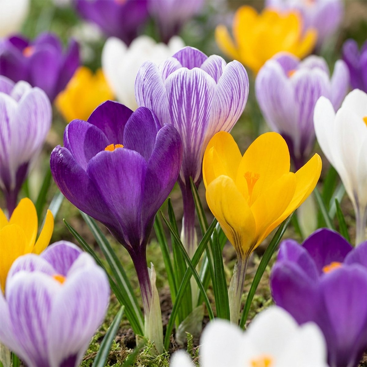 Green boutiQ - 120x Crocus Large Flowering Mix - Grootbloemige krokus mix - Diversen - Voorjaarsbloeier - Bolmaat 7/8
