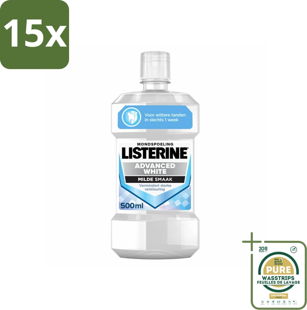 15 x Listerine – Mondwater – Advanced White – Mild – 500 ml - Grootverpakking - Koffiezetapparaat
