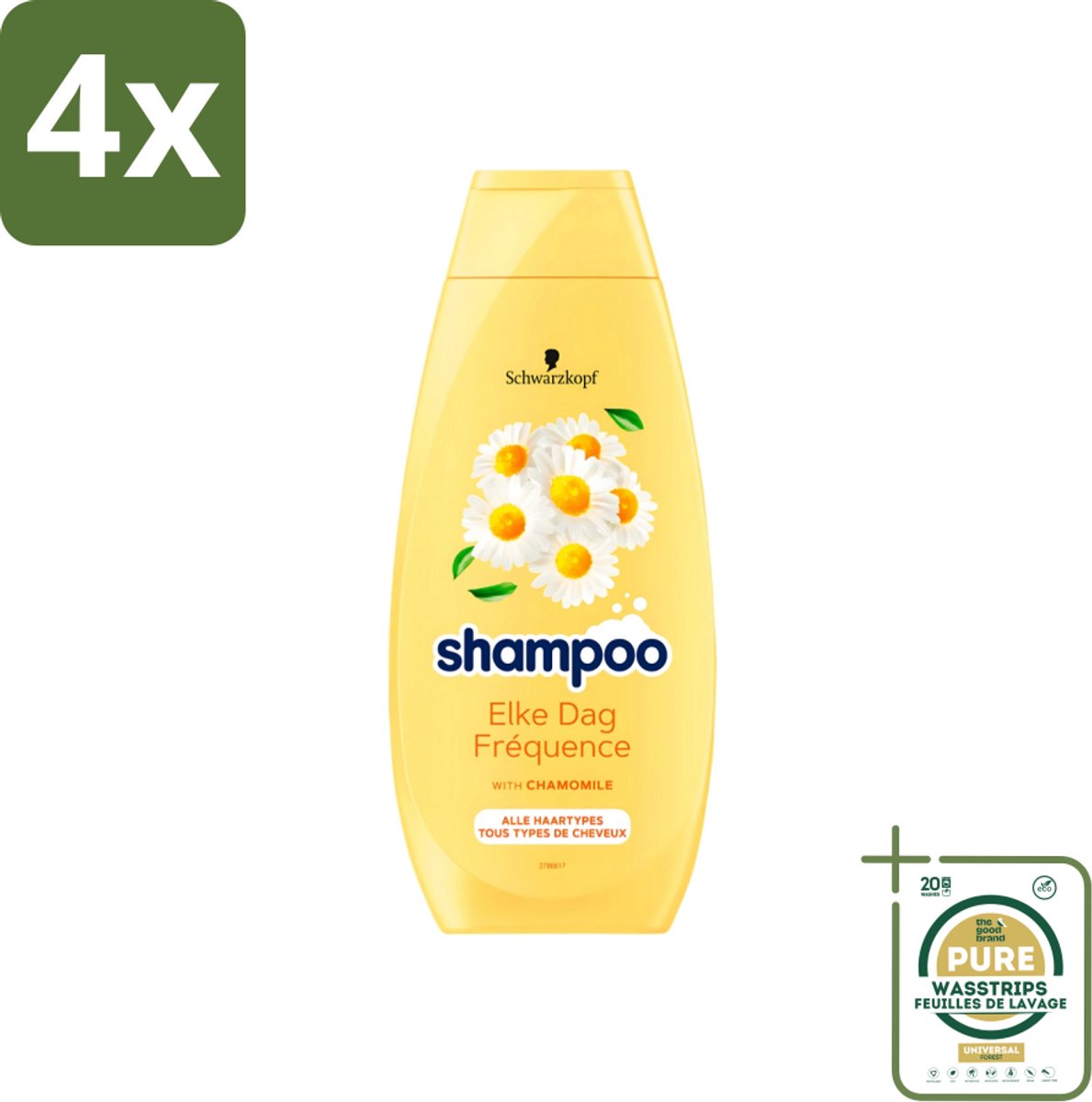 Schwarzkopf - Shampoo - Elke dag - Kamille - Alle types haar - 400 ml - Voordeelverpakking - 4 stuks - Shampoo voor alle haartypes - Milde shampoo