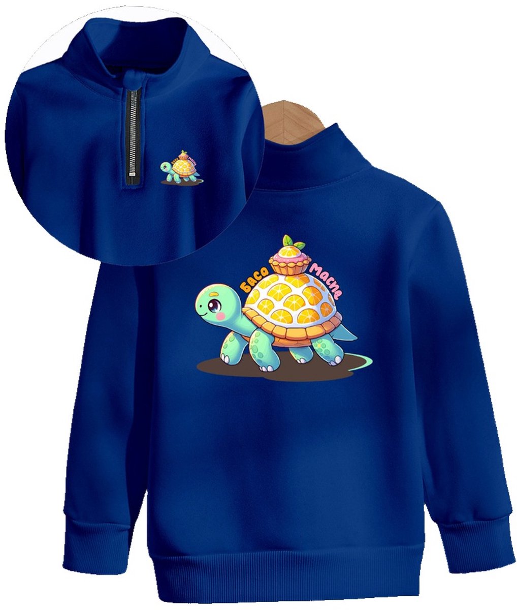 Currero Quarter Zip Jongens Sweater Met Rits Jumper Quarterzip Hoodie Jongen Warme Trui Vest Lang Coltrui 5 Jaar Blauw