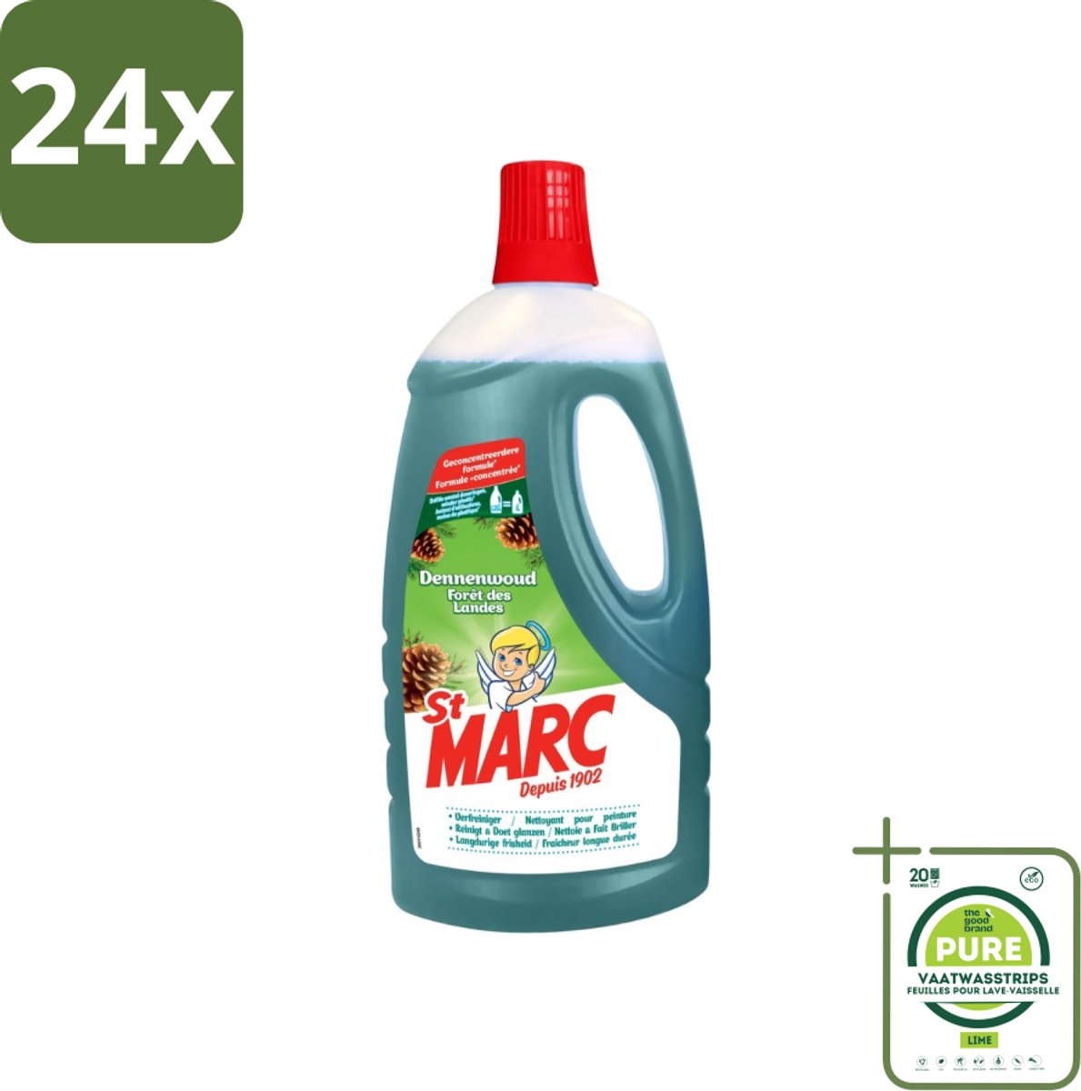 St. Marc - Multireiniger - Dennenfris - Biologisch Afbreekbaar - 1L - Voordeelverpakking - 24 stuks - Multireiniger - Allesreiniger