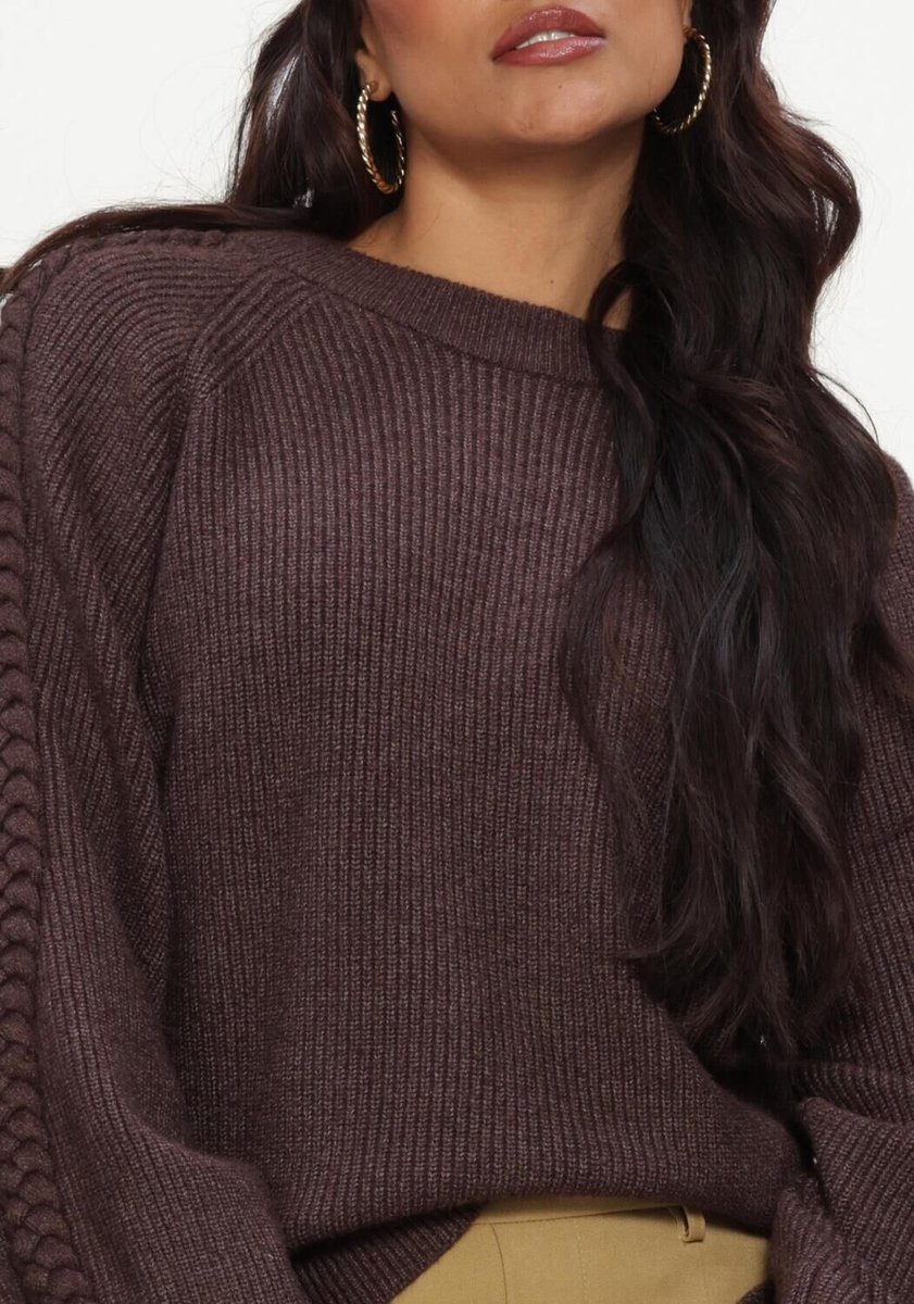 Object Objhannah L/s Re Knit Pullover Noos Truien & vesten Dames - Sweater - Hoodie - Vest- Bruin - Maat XS
