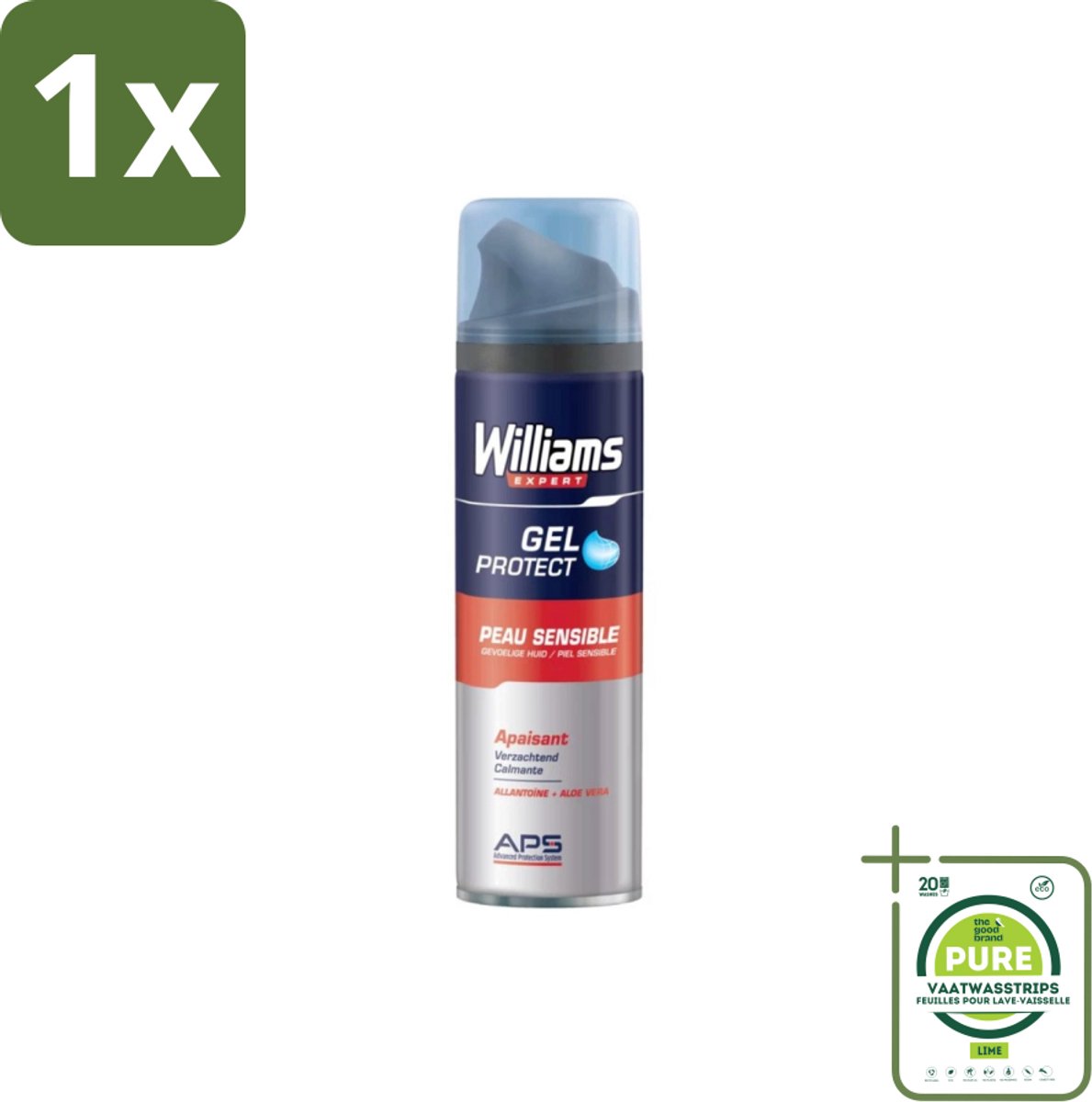1 x Williams - Expert - Scheergel - Gevoelige Huid- 200 ml - Scheergel - Gevoelige Huid - Scheergel Voor Mannen - Scheergel Voor Vrouwen - Scheergel Zonder Irritatie