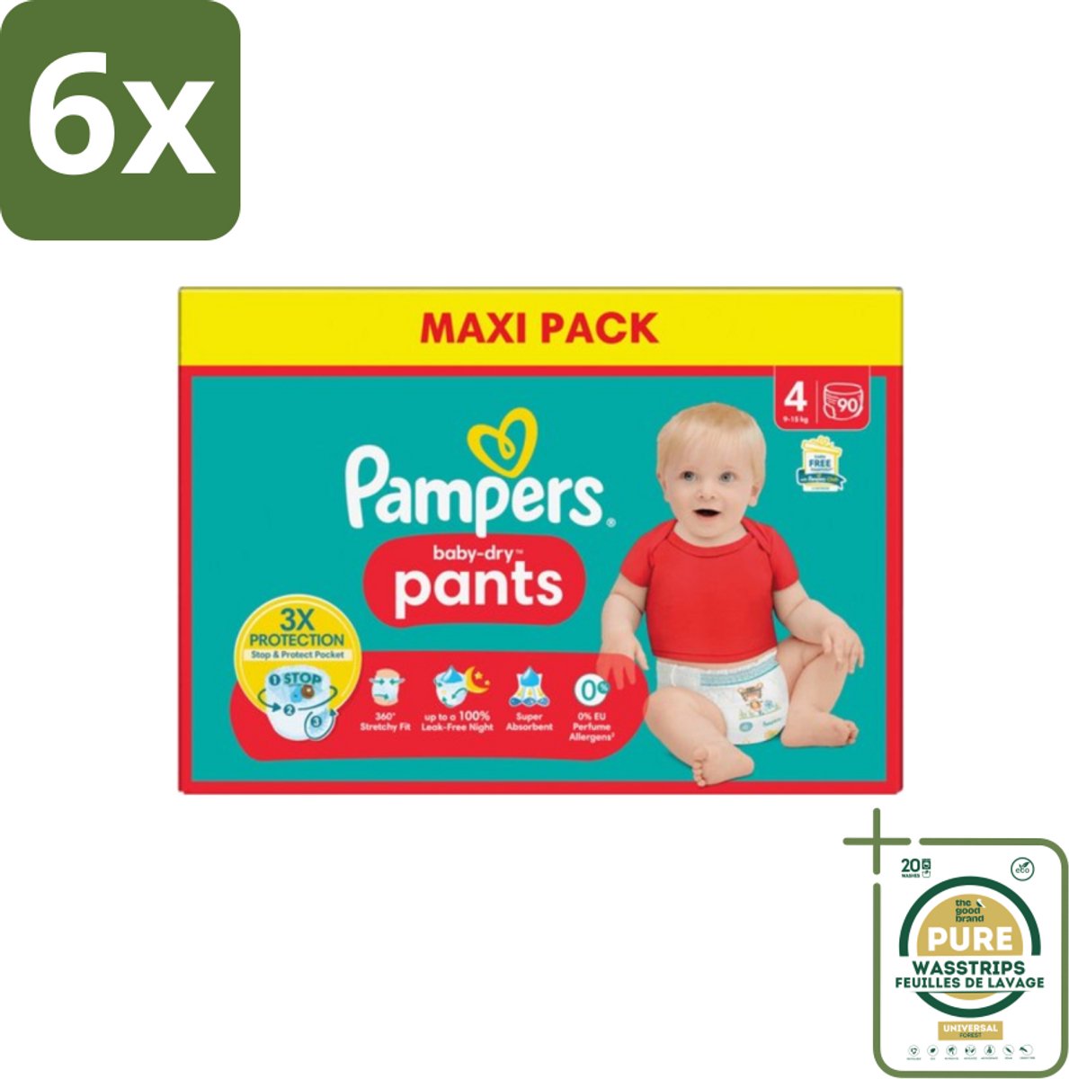 Pampers - Baby-Dry Pants - Luierbroekjes - Maat 4 (9-15 kg) - Extra Droog - 90 Luiers - Voordeelverpakking - 6 stuks - Babyluiers - Luiermaat 4