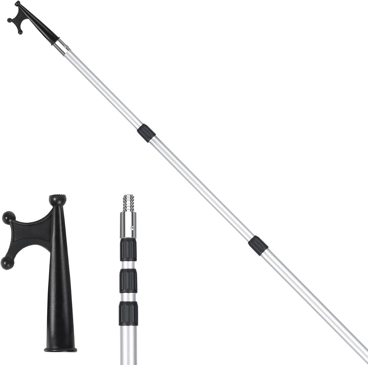 Telescopische boothaak voor aanleggen, aluminium verlengbare dockstang, multifunctioneel en lichtgewicht, ideaal voor bootaccessoires en veilig aanleggen