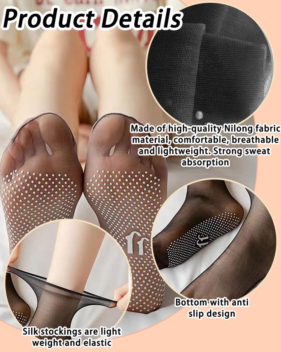 Ultra-dunne ademende nylon kousen voor dames met antislip silicone onderkant, transparante sokken voor vrouwen en meisjes, perfect voor elke gelegenheid