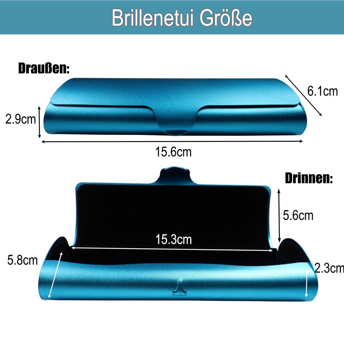 Eyglajdd lichtgewicht aluminium brillenkoker voor dames en heren, blauw, Eén maat - ShopVlot