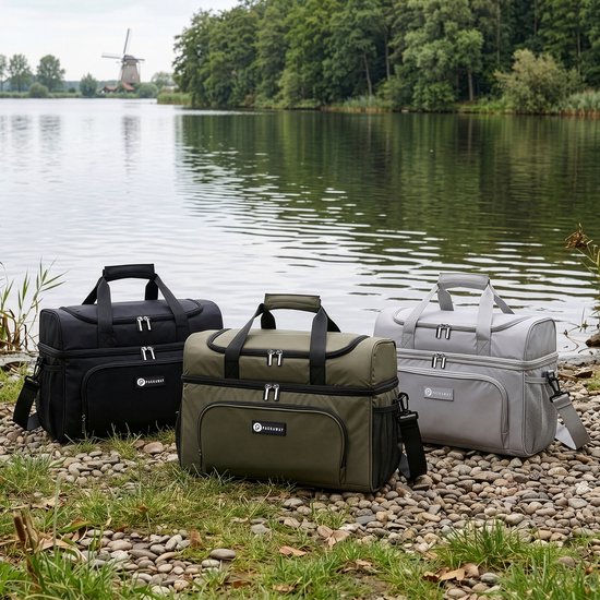 Packaway Koeltas 30L - Lunchtas - Inclusief 4 Koelelementen - Dubbel Compartiment - 4-Laags Geïsoleerd - Waterafstotend - Signature Black van Packaway — afbeelding 3