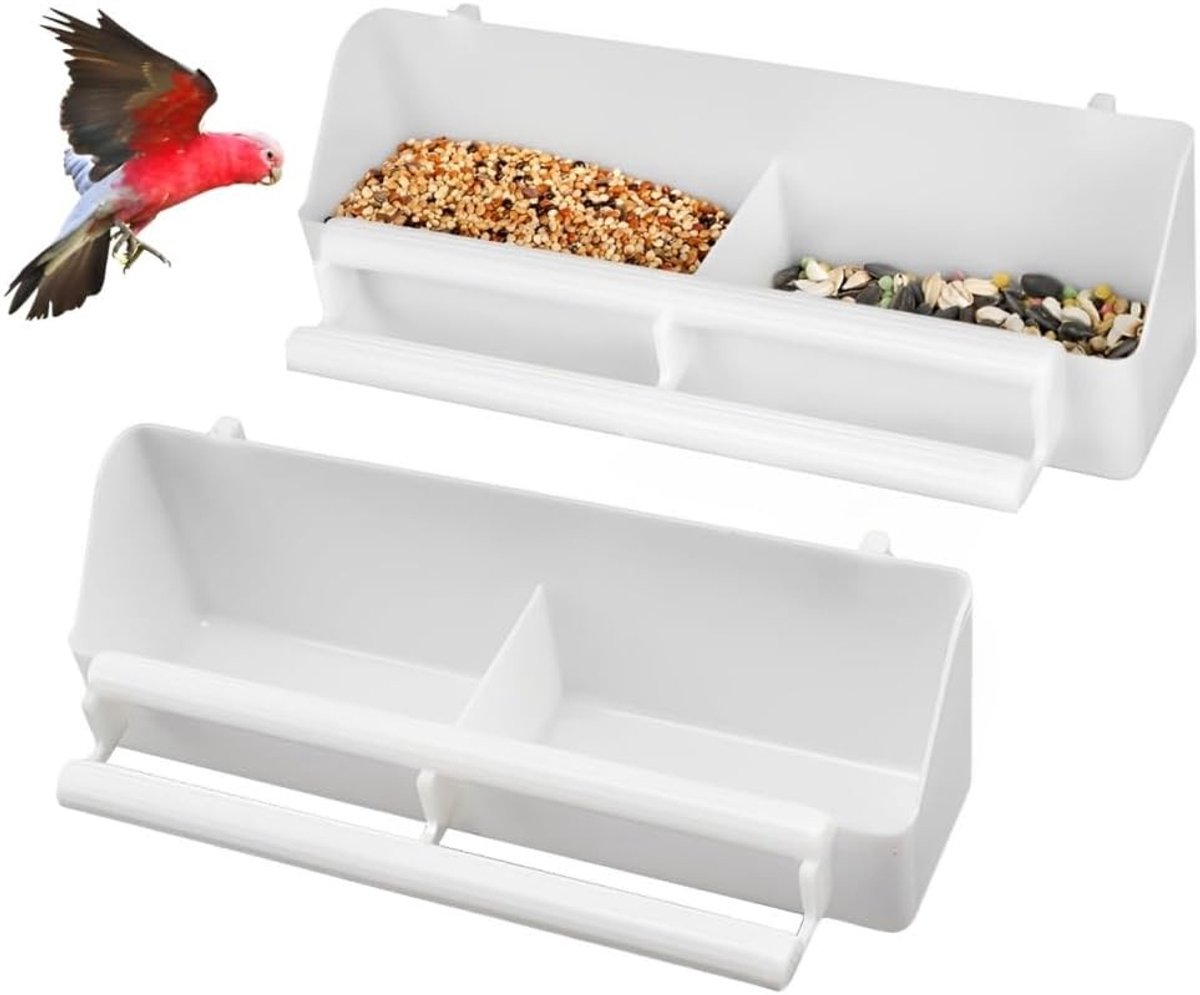 Set van 2 Hangende Vogelvoeders - Voedseldispenser met Lange Drinkopening - Accessoires voor Papegaaien en Tuinvogels