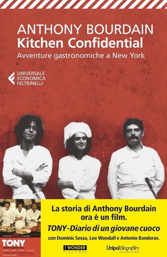 Film poster voor 'TONY - Diario di un giovane cuoco' met drie mannen in keukenkleding. Centraal staat een man met een koks muts.