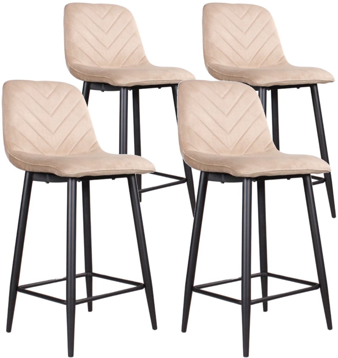 DS4U® - Gaby barkruk 65 cm - Set van 4 - Champagne - Velvet
