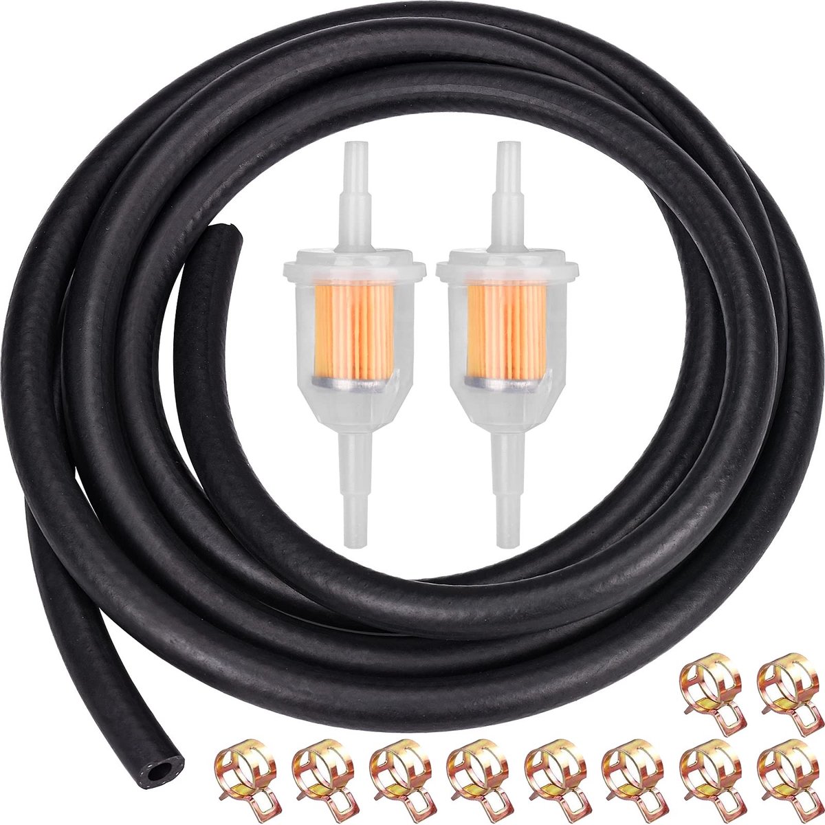 Elzusha - 1/4 Inch Benzineslangkit met Filters en Slangklemmen - 2 Meter Brandstofleiding